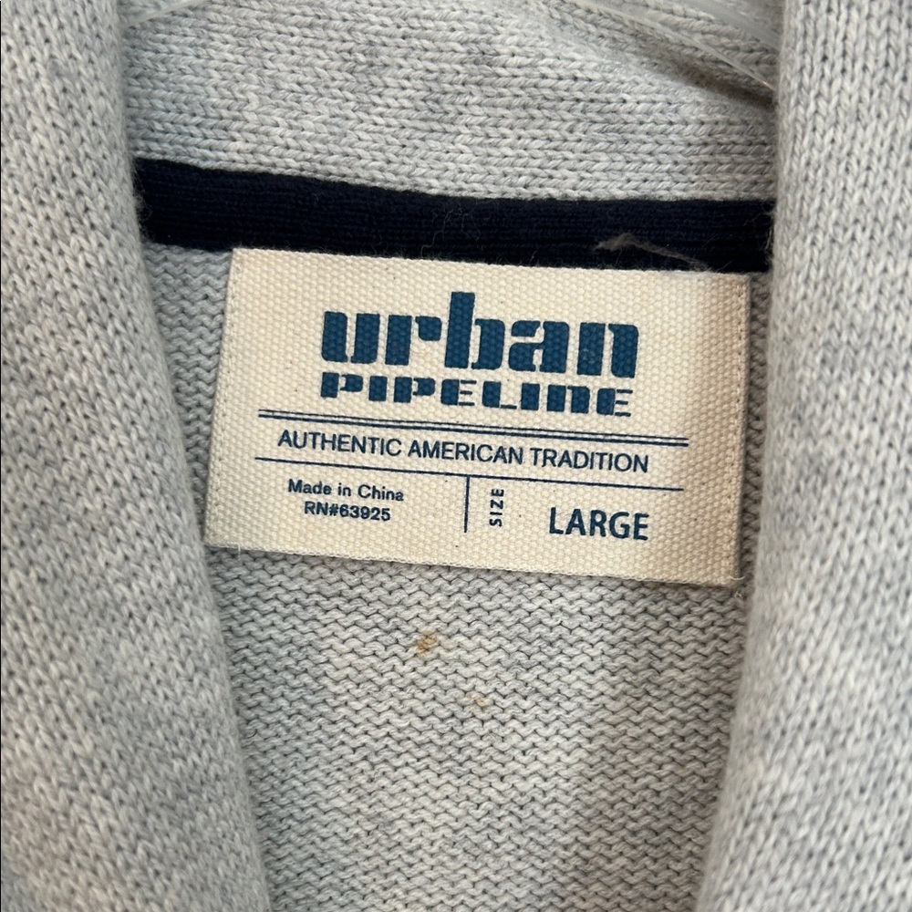 Urban Pipeline Men’s Sweater Cardigan Large Gray & Brown Cowl Aztec Southwestern - Picture 2 of 16